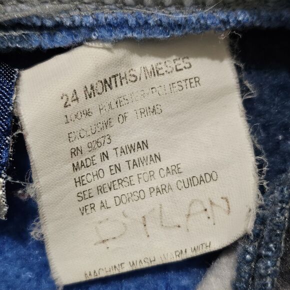 Vintage Infant Baby Blue and White Plaid Fleece Zip-up, Size 24 Months, EUC - Picture 5 of 6